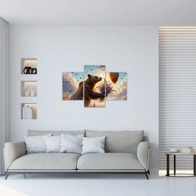 Obraz - Medveď a včielky (90x60 cm)