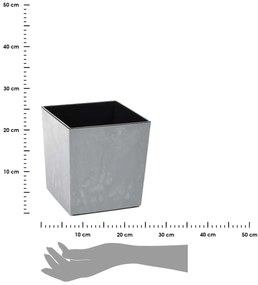 PLASTOVÝ KVETINÁČ FLORE 19X19 CM IMITÁCIA BETÓNU SIVÁ