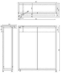 Aqualine Aqualine, KAWA STRIP Galérka s LED osvetlením 60x70x22cm, dub emporio, WGL36S