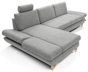 Rozkladacia rohová čalúnená sedacia súprava AVESTA, ľavé prevedenie, sivá, s úložným priestorom v tvare L