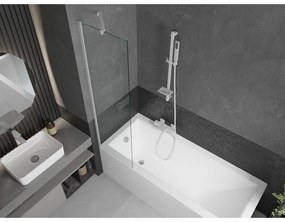 Mexen Next, vaňová  zástena 1-krídlová 50 x 150 cm, fixné krídlo, 6 mm číre sklo, biely profil, 895-050-000-00-00-20