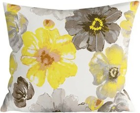 Sada 2 ks dekoračných obliečok na vankúš z mikrovlákna FEONELLE 45x45 cm, žlto-sivá