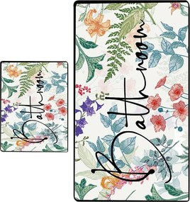 Kúpeľňové predložky v súprave 2 ks 60x100 cm Green In Flower – Foutastic