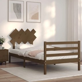 Rám postele s čelom medovohnedý 100x200 cm masívne drevo 3195279