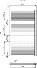 Gamma Erga Proper, vykurovacie teleso 1000x600 mm, 656W, čierna, ERG-LAV-PROP-10060-BK