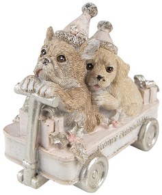 Vianočné dekorácie psíkovia na vozíčku - 10*6*9 cm