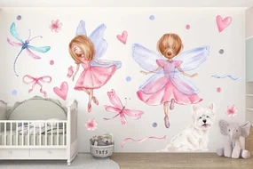 Nálepka na stenu pre dievčatá rozprávkové víly 60 x 120 cm