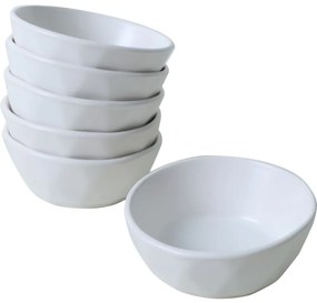Súprava 6 kameninových misiek Facetta 12 cm, biela