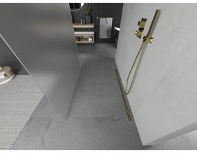 Mexen Kioto, priechodná sprchová zástena 110 x 200 cm, 8mm sklo námraza, 2x zlatá stabilizačná rozpera, 800-110-002-50-30