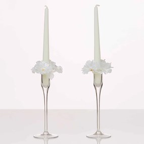 Dekoračný venček na sviečku MALLOW s perličkami v bielej farbe. Cena je uvedená za 2 kusy.