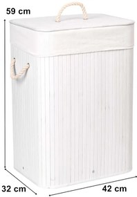 Kôš na bielizeň bambusový 80 l biely