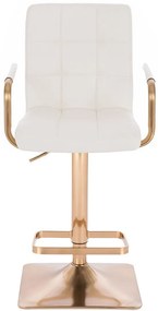 LuxuryForm DESIGN Barová stolička VERONA GOLD na zlatej hranatej základni - biela
