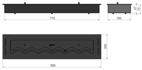 InFire - Vstavaný BIO krb 7,5x80 cm 6kW čierna