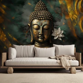Gario Fototapeta Zlatý Budha na abstraktnom pozadí Materiál: Vliesová, Rozmery: 450 x 315 cm
