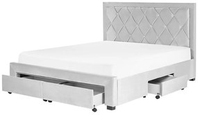 Zamatová posteľ s úložným priestorom 160 x 200 cm svetlosivá LIEVIN Beliani