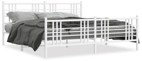 Kovový rám postele s čelom a podnožkou biely 180x200 cm 376395