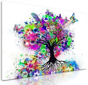 Obraz strom obklopený motýľmi