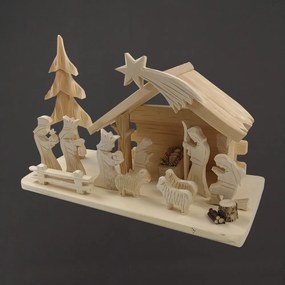 AMADEA Betlehem z masívneho dreva, ručne vyrezávaný, 40 cm, český výrobok