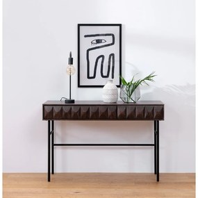 Tmavohnedý konzolový stolík s doskou v dubovom dekore 39x117 cm Latina – Unique Furniture