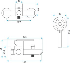 Rea Ontario, vaňová batéria s ručnou sprchovou súpravou, medená matná, REA-B0973