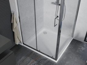 Mexen Apia, sprchový kút s posuvnými dverami 100 (dvere) x 100 (stena) cm, 6mm číre sklo, chrómový profil + slim sprchová vanička 5cm, 840-100-100-01-00-4010