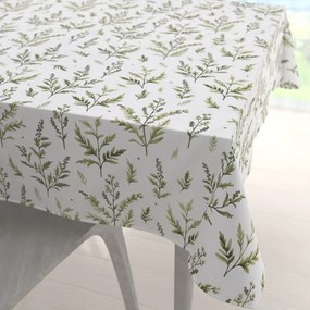 Biante Bavlnený štvorcový obrus Sandra SA-718 Zelené vňate byliniek na bielom 70x70 cm