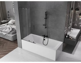 Mexen Velar, 2-krídlová posuvná vaňová zástena 85 x 150 cm, 8mm číre sklo, grafitový matný profil, 896-085-000-01-66