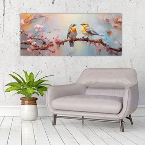 Obraz - Zamilovaní vtáčiky (120x50 cm)