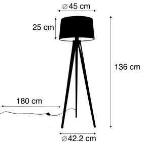 Trojnožka čierna s tienidlom z ľanu biele 45 cm - Tripod Classic