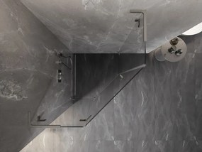 Mexen Lunar, L päťuholníkový sprchový kút naklápací doľava 100x100 cm, 8mm číre sklo, oceľový profil, 831L-100L-100P-97-00-L