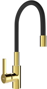 Mexen FLEX, vysoká drezová batéria s flexibilným ramenom, čierna matná-zlatá lesklá, 670900-57