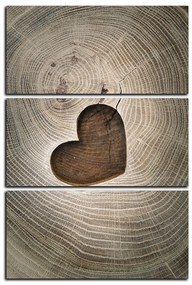Obraz na plátne - Srdce na drevenom pozadí - obdĺžnik 7207B (105x70 cm)