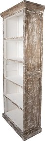 Bielo-hnedá drevená knižnica Giossina - 80*36*195 cm