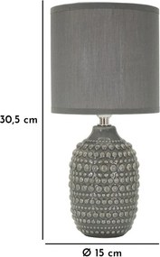 Sivá keramická stolová lampa s textilným tienidlom (výška 30,5 cm) Points – Mauro Ferretti