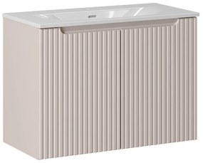Závěsná skříňka Nova Cashmere Sky3 se zápustným umyvadlem 80 cm kašmírová/bílá
