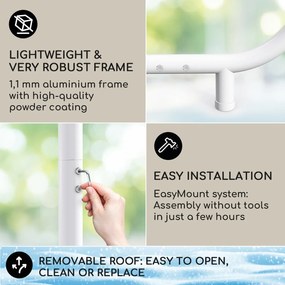 Blumfeldt Nantes, pergola, slnečná strieška, 3 x 3 m, polyester, oceľový rám, UV 50+, podlahové kolieska