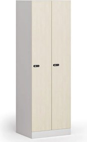 Kovová šatníková skrinka S1, 2-dverová, 1850 x 600 x 500 mm, mechanický kódový zámok, laminované dvere, breza