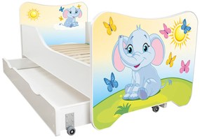 TOP BEDS Detská posteľ Happy Kitty 140x70 Sloník so zásuvkou