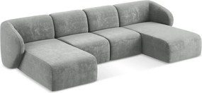 Sivá ženilková rohová pohovka (do tvaru "U") Lani – Makamii