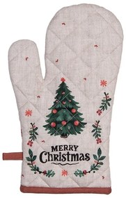 Béžová bavlnená chňapka rukavice so stromčekmi Christmas Harmony - 18*30 cm