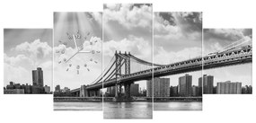 Gario Obraz s hodinami Brooklyn New York - 5 dielny Rozmery: 150 x 105 cm