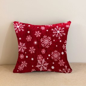 Mikroplyšová obliečka na vankúšik SNOWFALL 45x45 cm, červený