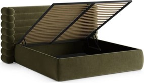 Zelená čalúnená dvojlôžková posteľ s úložným priestorom s roštom 200x200 cm Mount – Micadoni