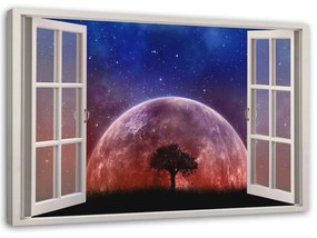 Obraz na plátně Pohled z okna Měsíční strom - 120x80 cm