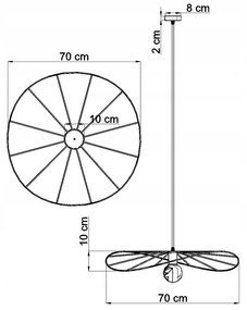 Závesné svietidlo Eskola, 1x čierne drôtené tienidlo, (fi 70 cm)