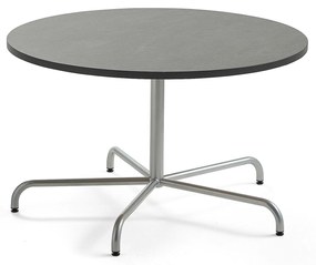 Stôl PLURAL, Ø1200x720 mm, linoleum - tmavošedá, strieborná