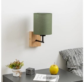 Brilagi - Nástenná lampa NUBILA WOOD 1xE27/25W/230V dub/zelená