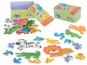 Puzzle safari zvieratká v kovovej krabice 25 prvkov