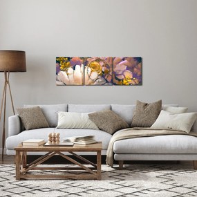 Obraz kvetov (s hodinami) (90x30 cm)