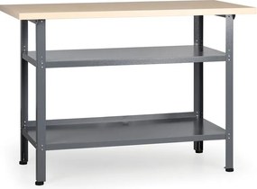 Pracovný stôl do dielne G1, 840 x 1200 x 600 mm, 2 police